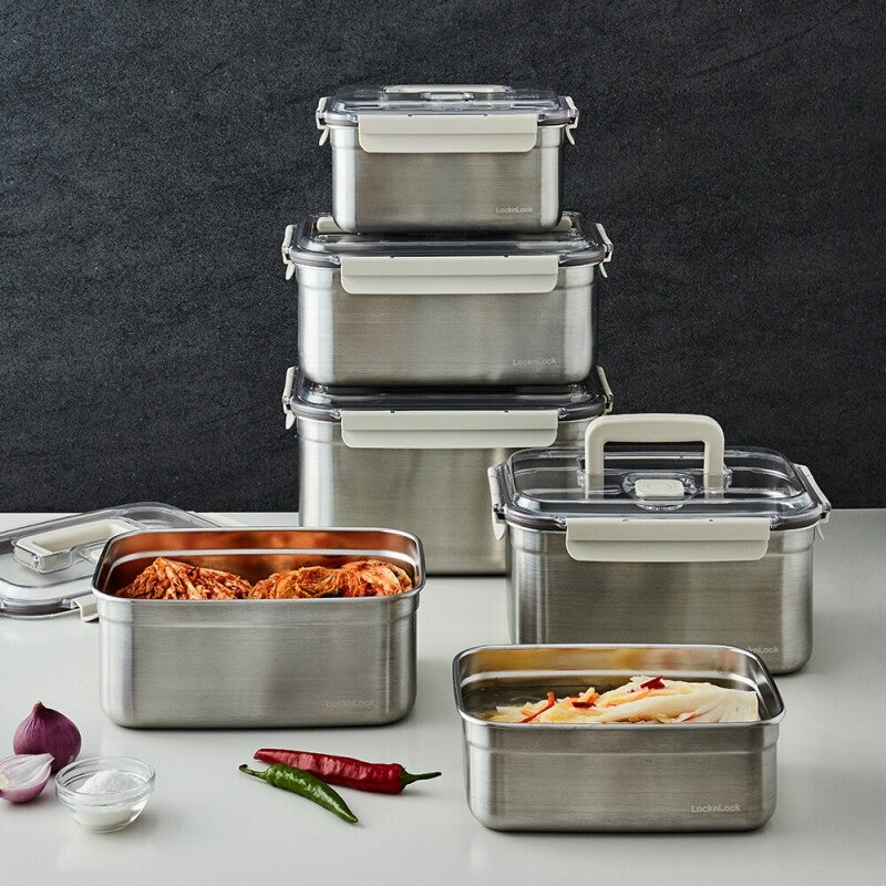 락앤락 숨쉬는 스텐 김치통 직사각 5.3L / 6.3L_LST831B-5.3L-CLR-KR-6