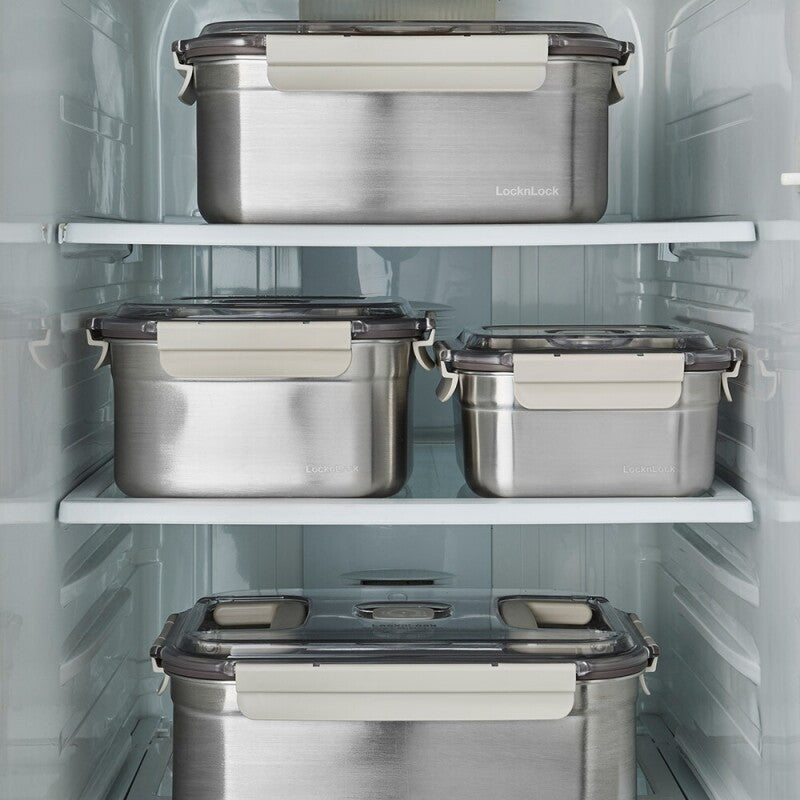 락앤락 숨쉬는 스텐 김치통 직사각 5.3L / 6.3L_LST831B-5.3L-CLR-KR-6